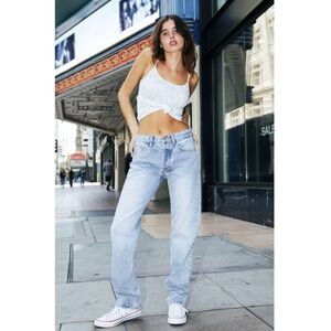 Pac Sun High Waisted Straight Leg Denim Blue Jeans Button Fly Women's Size 0/25